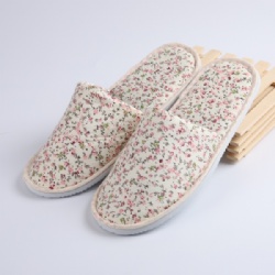 Flower Cloth Material Hotel Slipper